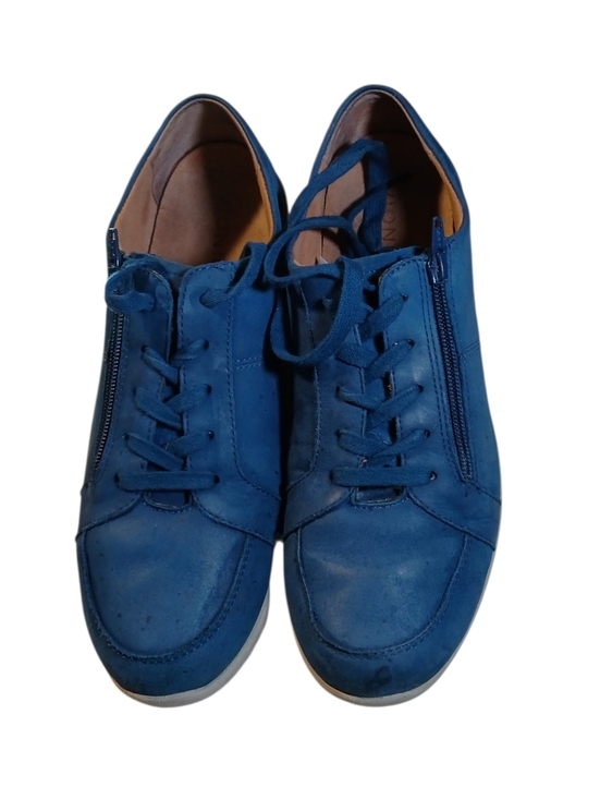 Vionic Shoes - VIONIC Abigail Blue Suede Lace-Up Supportive Sneaker